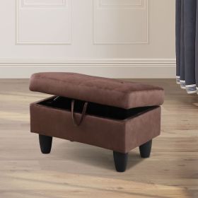 Chocolate Flannel Living Room Sofa Set Ottoman