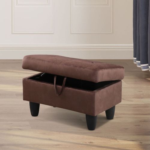 Chocolate Flannel Living Room Sofa Set Ottoman