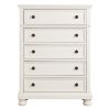 Casual White Finish 1pc Chest of Drawers Antique Bronze Tone Knobs Bun Feet Bedroom Furniture