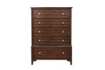 Dark Cherry Finish 1pc Chest of 5x Drawers Satin Nickel Tone Knobs Transitional Style Bedroom Furniture