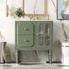 Retro Style 30'' Bathroom Vanity with Resin Sink Combo, Freestanding Single Vanity with 2 Drawers, Solid Wood Frame Bathroom Storage Cabinet, Green