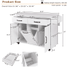 K&K Kitchen Island with Trash Can Storage Cabinet, Kitchen Cart with Drop Leaf, Spice Rack, Towel Rack and Drawer