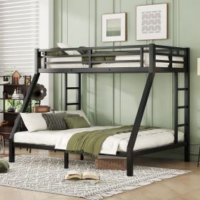 Metal Twin XL over Queen Bunk Bed for Teens and Adults,Space-Saving/Noise Reduced/No Box Spring Needed,Black