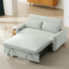 57.48" Pull-out Sofa Bed Convertible Couch 2 Seat Loveseat Sofa Modern Sleeper Sofa with Two Throw Pillows and USB Ports for Living Room