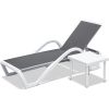 Patio Chaise Lounge Adjustable Aluminum Pool Lounge Chairs with Arm All Weather Pool Chairs for Outside,in-Pool,Lawn (Gray