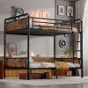 Twin XL over Twin XL Metal Bunk Bed, Industrial Detachable Bunkbeds with Safety Guard Rails for Teens, Black (Expect arrival date 2024/12/28)