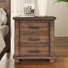 Rustic Three Drawer Reclaimed Solid Wood Framhouse Nightstand Set of Two