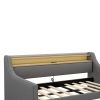 Twin Size Daybed with Storage Drawers, Upholstered Daybed with Charging Station and LED Lights, Gray(Old Item W1580S00034)