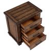 Rustic Three Drawer Reclaimed Solid Wood Framhouse Nightstand Set of Two