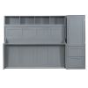 Queen Size Murphy Bed Wall Bed with Closet and Drawers,Gray