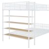Twin Over Full Metal Bunk Bed with 5-Tier Shelves, White