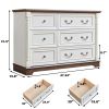 Farmhouse Style 6 Drawer Dresser Chest with Base Wooden Rustic Chest of Drawers, Storage Dresser Organizer for Bedroom, Living Room