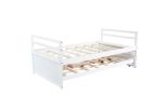 Twin Size Bed with Headboard, Footboard, Trundle and Three Storage Drawers, Twin Size Pine Wood Bed with Headboard, Footboard,White