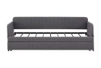 Daybed, sofa bed metal framed with trundle twin size, Grey, 78.4''w x 41''d x 29.8''h.