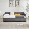 Daybed, sofa bed metal framed with trundle twin size, Grey, 78.4''w x 41''d x 29.8''h.