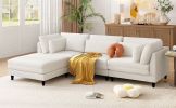 U_Style Modern Modular Sectional Sofa with Movable Ottoman, 110 Inch 4 Seat Sofa Set with 5 pillows, Unique Piping Stitch Design