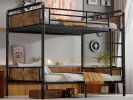 Twin XL over Twin XL Metal Bunk Bed, Industrial Detachable Bunkbeds with Safety Guard Rails for Teens, Black (Expect arrival date 2024/12/28)