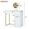 31.5'' Makeup Vanity Desk with Lighted Mirror, Luxury Dressing Table with 2 Drawers and 1 Cabinet, 3 Lighting Modes Available for Bedroom, White-Gold