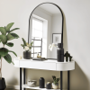 36"x24" Morden Right Angle Arched Black Alloy Aluminium Thin Framed Wall-Mounted Vanity Mirror Bathroom Vanity Mirror for Bedroom Entryway