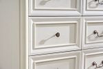 Farmhouse Style 6 Drawer Dresser Chest with Base Wooden Rustic Chest of Drawers, Storage Dresser Organizer for Bedroom, Living Room