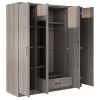 4-Door Mirror Wardrobe with shelves, Gray