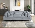 Living Room Furniture Armless Chair Gray Corduroy Upholstery 1pc Armless Chair Soft Cushion Solid Wood Legs