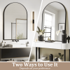36"x24" Morden Right Angle Arched Black Alloy Aluminium Thin Framed Wall-Mounted Vanity Mirror Bathroom Vanity Mirror for Bedroom Entryway