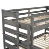 Wood Twin XL over Queen Bunk Bed with Ladder, Gray