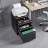 3 Drawer Mobile Locking File Cabinet, Rolling Filing Cabinet for Letter/A4 Size With 5 Wheels