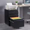 3 Drawer Mobile Locking File Cabinet, Rolling Filing Cabinet for Letter/A4 Size With 5 Wheels