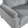 6pc Modular Sectional Set Gray Corduroy Upholstery 2x Armless Chairs 3x Corner Seats 1x Ottoman Pillows Living Room Furniture
