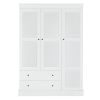 3 Shutter Door Wardrobe Armoire Closet with 2 Drawers, White(Expected Arrival Time: 1.12)