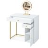 31.5'' Makeup Vanity Desk with Lighted Mirror, Luxury Dressing Table with 2 Drawers and 1 Cabinet, 3 Lighting Modes Available for Bedroom, White-Gold