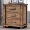 Rustic Three Drawer Reclaimed Solid Wood Framhouse Nightstand Set of Two