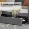 Twin Size Daybed with Storage Drawers, Upholstered Daybed with Charging Station and LED Lights, Gray(Old Item W1580S00034)