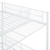 Twin Over Full Metal Bunk Bed with 5-Tier Shelves, White
