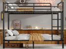 Twin XL over Twin XL Metal Bunk Bed, Industrial Detachable Bunkbeds with Safety Guard Rails for Teens, Black (Expect arrival date 2024/12/28)