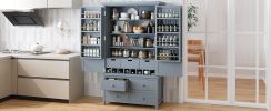 [Assembly&Show Video Available] TOPMAX Freestanding Large Kitchen Pantry Wooden Kitchen Storage Cabinet Cupboard with 8 Door Shelves