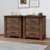 Rustic Three Drawer Reclaimed Solid Wood Framhouse Nightstand Set of Two