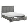 Gray Finish Queen Platform Bed with Storage Drawers Wooden Bedroom Furniture 1pc