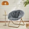 Cozy Chair, Faux Fur Saucer Chair for Bedroom, Comfy Foldable Moon Chair, Round Fluffy Chair for Living Room, Fuzzy Saucer Chairs for Adults Room