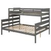 Wood Twin XL over Queen Bunk Bed with Ladder, Gray