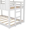 Twin over Twin House Bunk Bed with Slide and Windows,White(Old SKU:GX000920AAK-1)