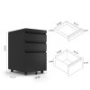 3 Drawer Mobile Locking File Cabinet, Rolling Filing Cabinet for Letter/A4 Size With 5 Wheels