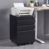3 Drawer Mobile Locking File Cabinet, Rolling Filing Cabinet for Letter/A4 Size With 5 Wheels