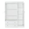 3 Shutter Door Wardrobe Armoire Closet with 2 Drawers, White(Expected Arrival Time: 1.12)