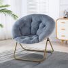 Cozy Chair, Faux Fur Saucer Chair for Bedroom, Comfy Foldable Moon Chair, Round Fluffy Chair for Living Room, Fuzzy Saucer Chairs for Adults Room