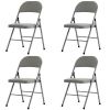 4pcs Elegant Foldable Iron & PVC Chairs for Convention & Exhibition Gray
