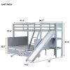 Twin over Full Bunk Bed with 2 Drawers, Slide, Shelves, Ladder, Rubber Wood Bunk Bed with Slide, Drawers,Grey(Old Sku:W504S00061)