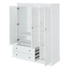 3 Shutter Door Wardrobe Armoire Closet with 2 Drawers, White(Expected Arrival Time: 1.12)